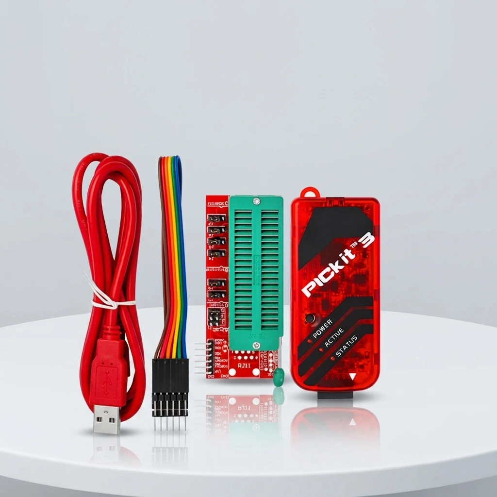 PICkit 3 Microcontroller Programmer Kit PICkit 3 programmer kit with ZIF adapter and cables